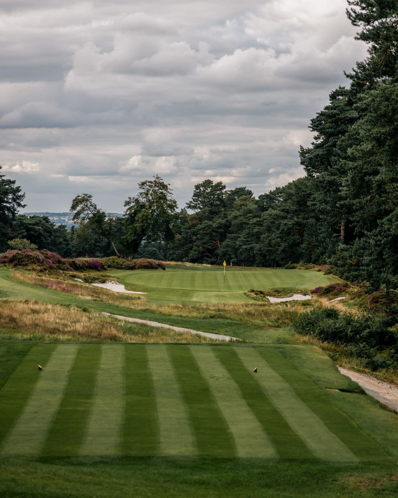 Illustrative image — parkland fairway with bunkers and surrounding woodland, England